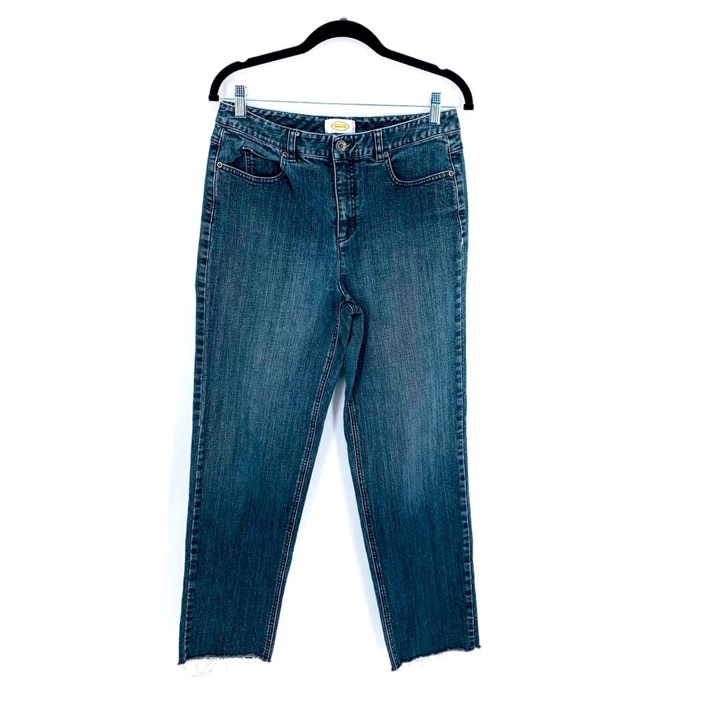 Talbot's Stretch Jeans High Rise Frayed Hem Size 8 Long Tall